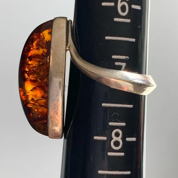 Designer ZIV Baltic Amber sterling ring size 7 - Picture 1 of 9